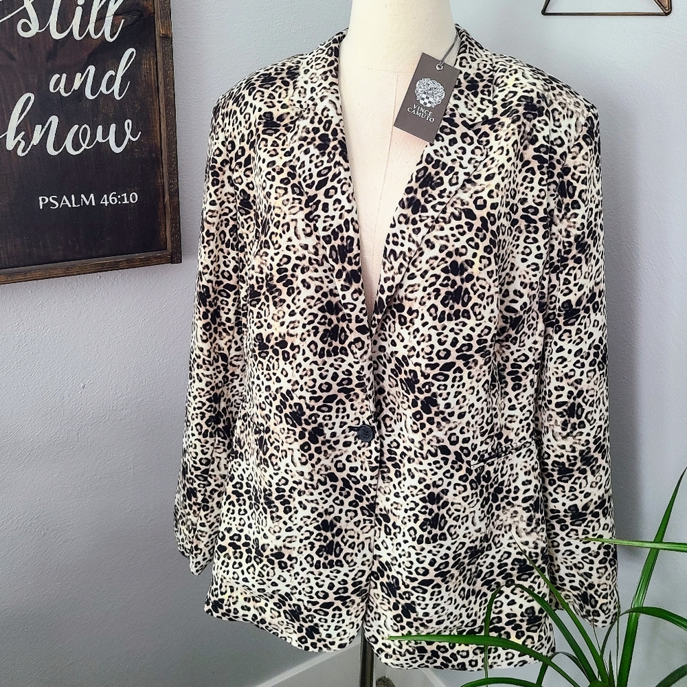 NWT Vince Camuto Women's Leopard-Print Lightweight Blazer - Size 18W